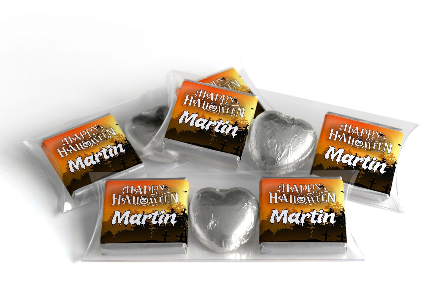 Halloween Chocolate Trio - Personalised Favours - Neapolitan Chocolates & Chocolate Heart - V11 - Personalise4uLtd