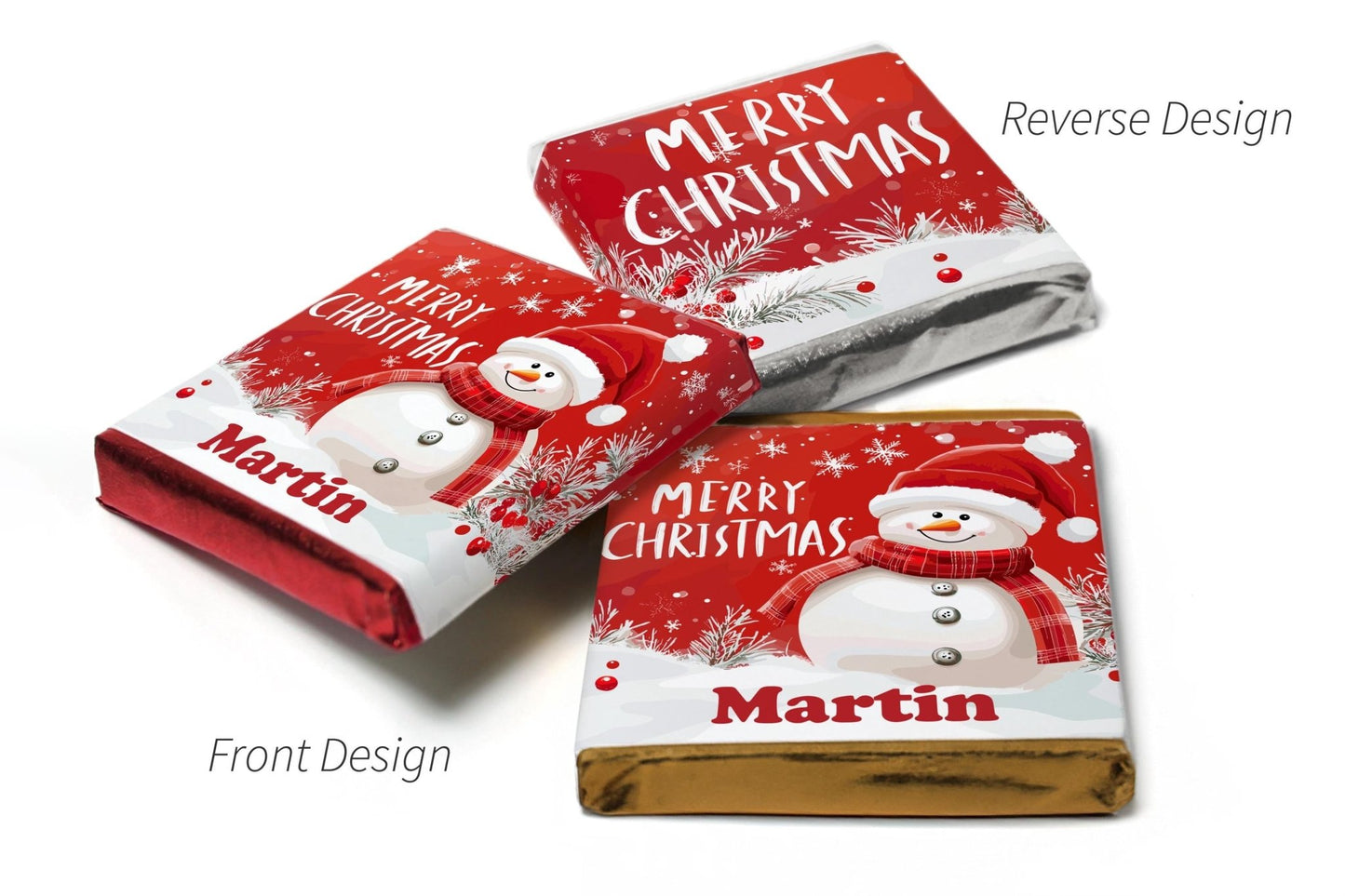 Christmas Chocolate Trio Favours Personalised Neapolitan & Heart Chocolates Party Bag Fillers Xmas Gifts - V18 - Personalise4uLtd