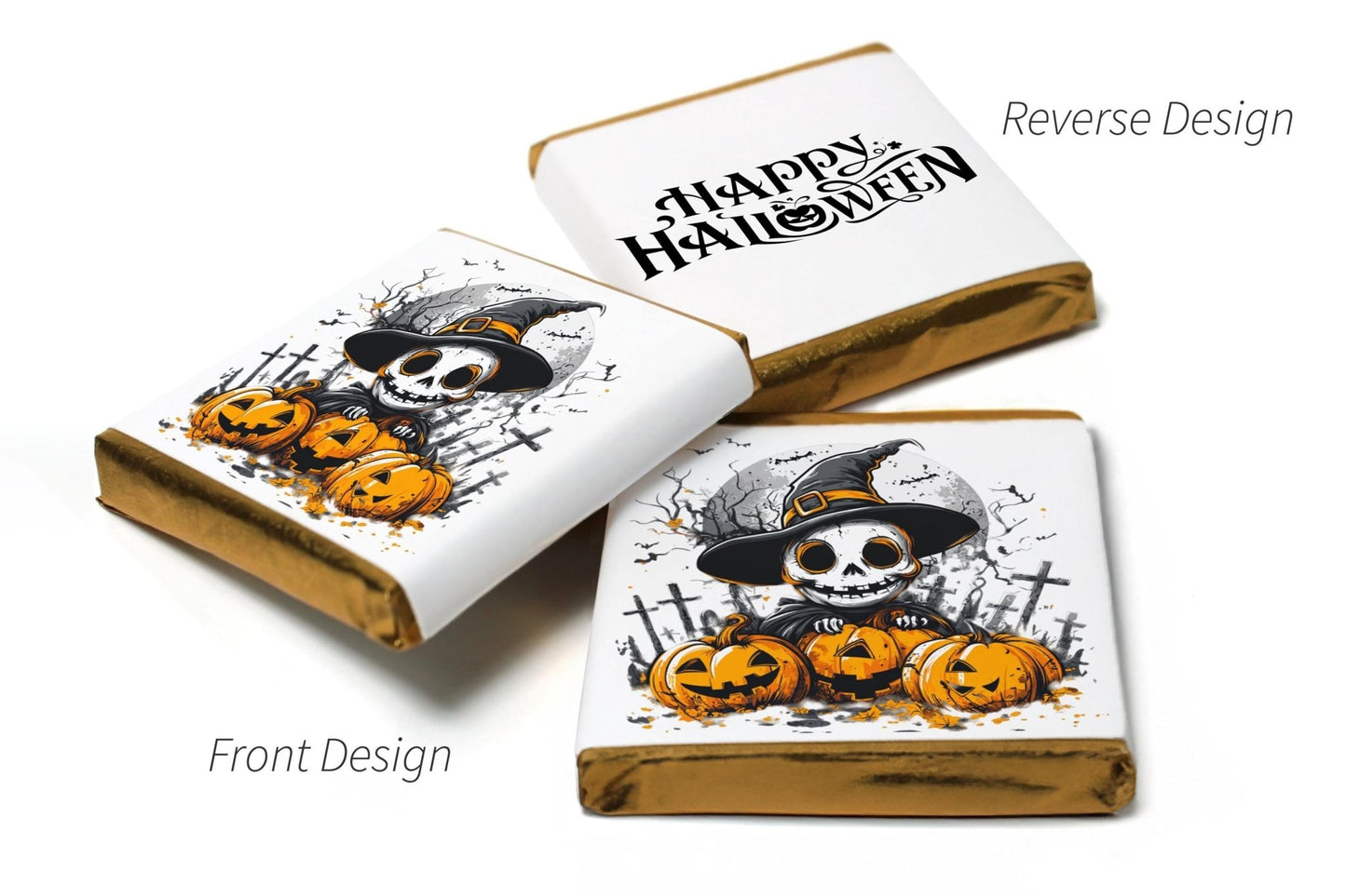 2 x 8 Halloween Chocolates - Chocolates in a plastic acetate sleeve - V2 - Personalise4uLtd