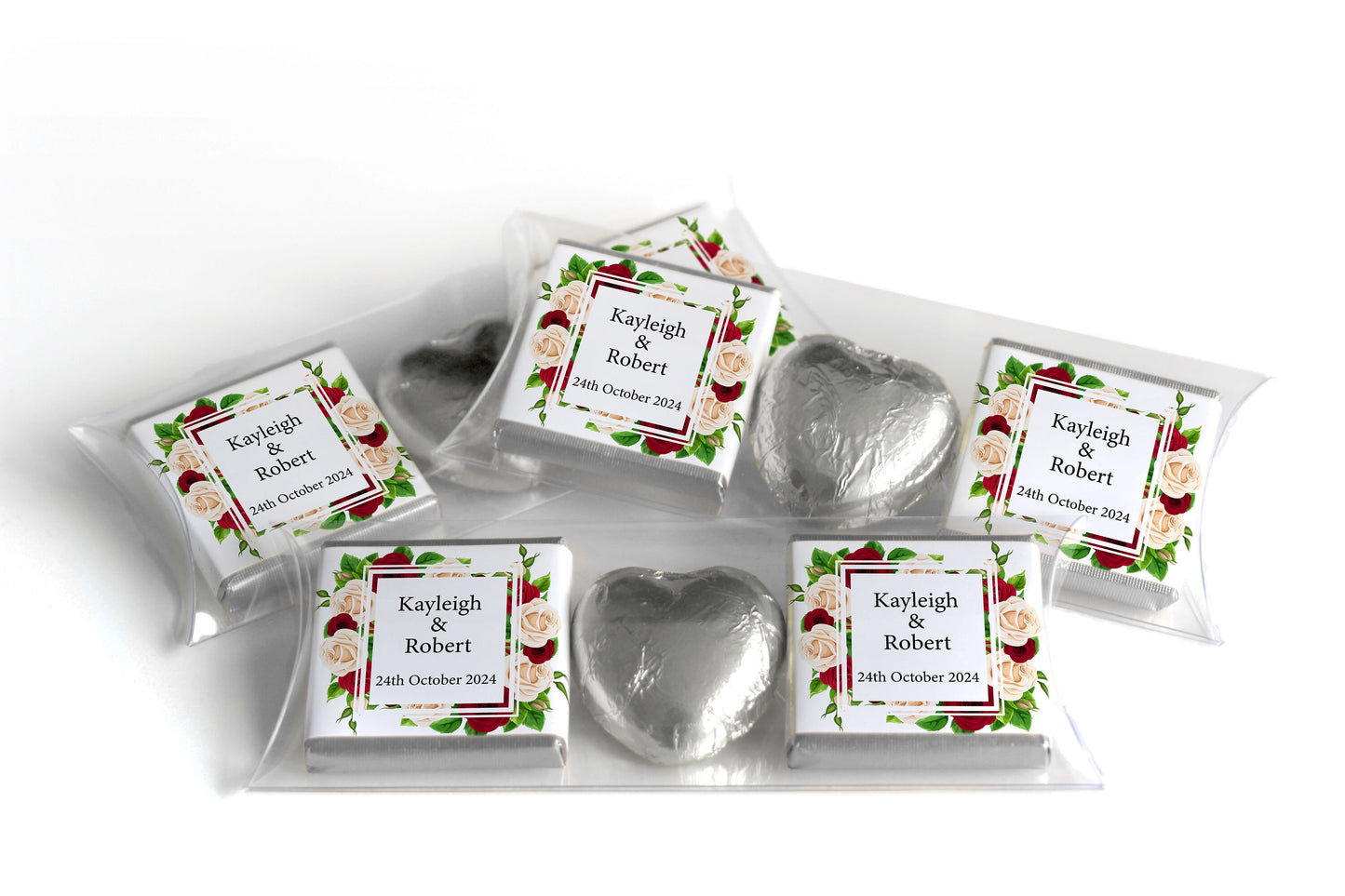 Custom floral wedding chocolates, elegant Neapolitan favours for guests