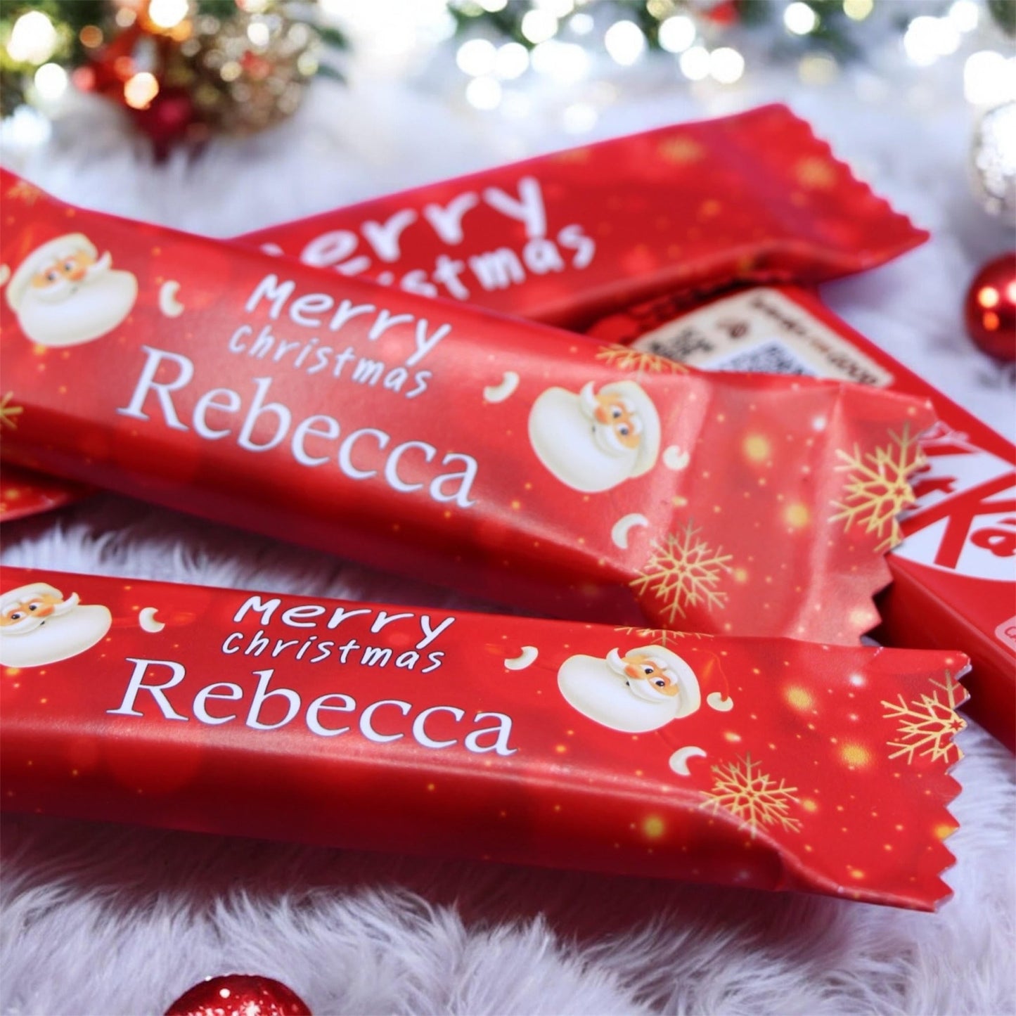 Christmas KitKat Favours Personalised KitKat 2 finger Bars Party Bag Fillers Xmas Gifts - V1 - Personalise4uLtd