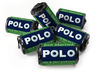 Wedding Sweets - Personalised Wedding Favours - Mini Rolls - Polo Mints, Foil Choices - V4