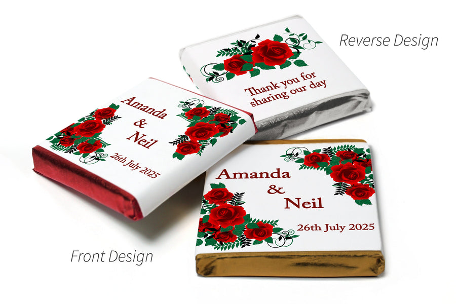 Floral Wedding Chocolates Personalised Wedding Favours  Neapolitan Chocolates Rose V24