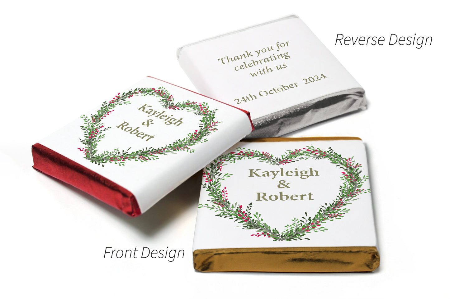 Floral Wedding Chocolates Personalised Wedding Favours Neapolitan Chocolates V19