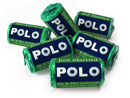 Wedding Sweets - Personalised Wedding Favours - Mini Rolls - Polo Mints, Foil Choices - V4