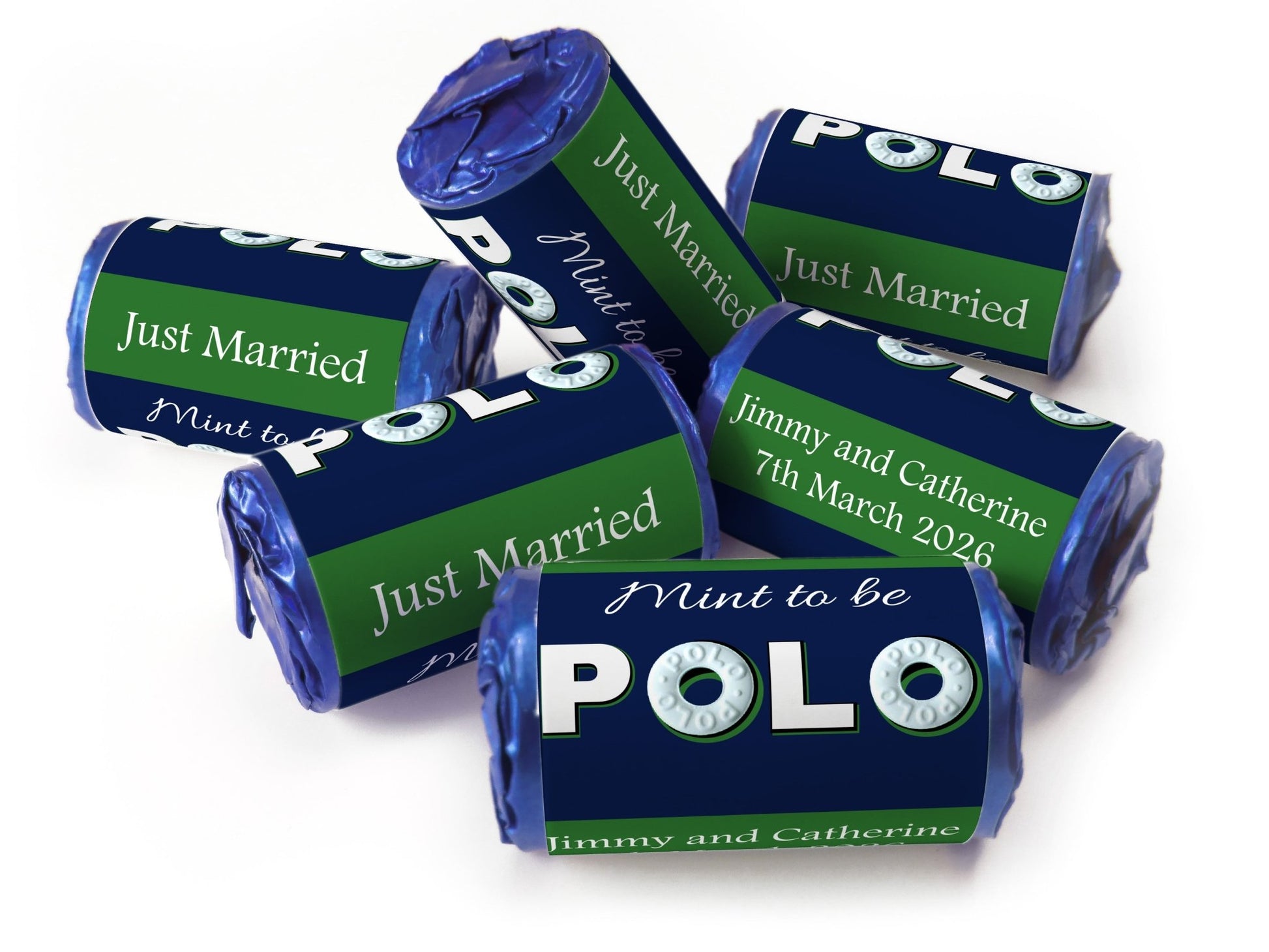 Wedding Sweets - Personalised Wedding Favours - Mini Rolls - Polo Mints, Foil Choices - Mint to be - Personalise4uLtd