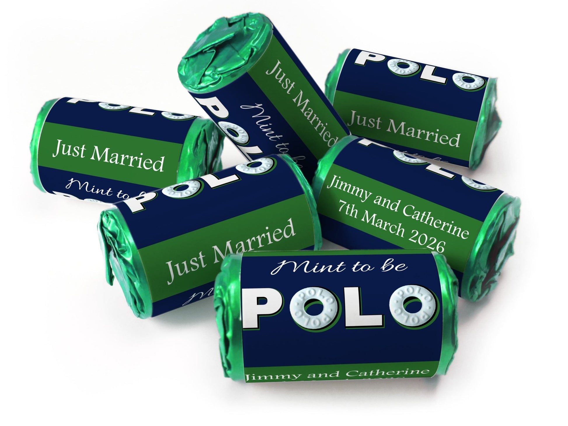Wedding Sweets - Personalised Wedding Favours - Mini Rolls - Polo Mints, Foil Choices - Mint to be - Personalise4uLtd