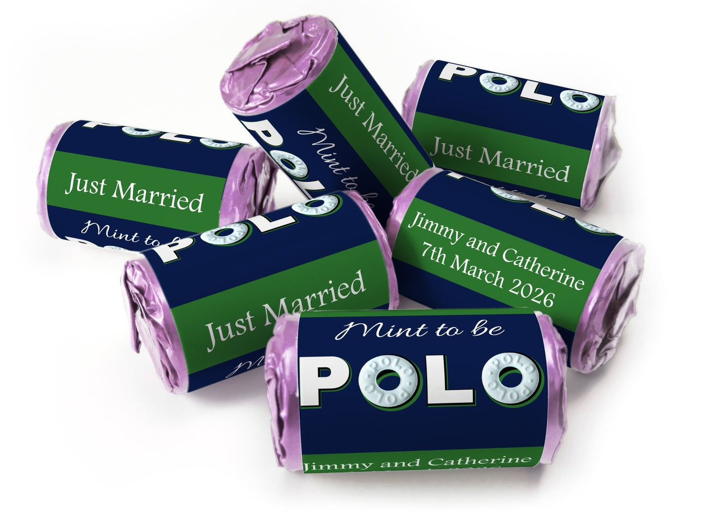 Wedding Sweets - Personalised Wedding Favours - Mini Rolls - Polo Mints, Foil Choices - Mint to be - Personalise4uLtd