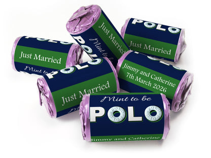 Wedding Sweets - Personalised Wedding Favours - Mini Rolls - Polo Mints, Foil Choices - Mint to be - Personalise4uLtd