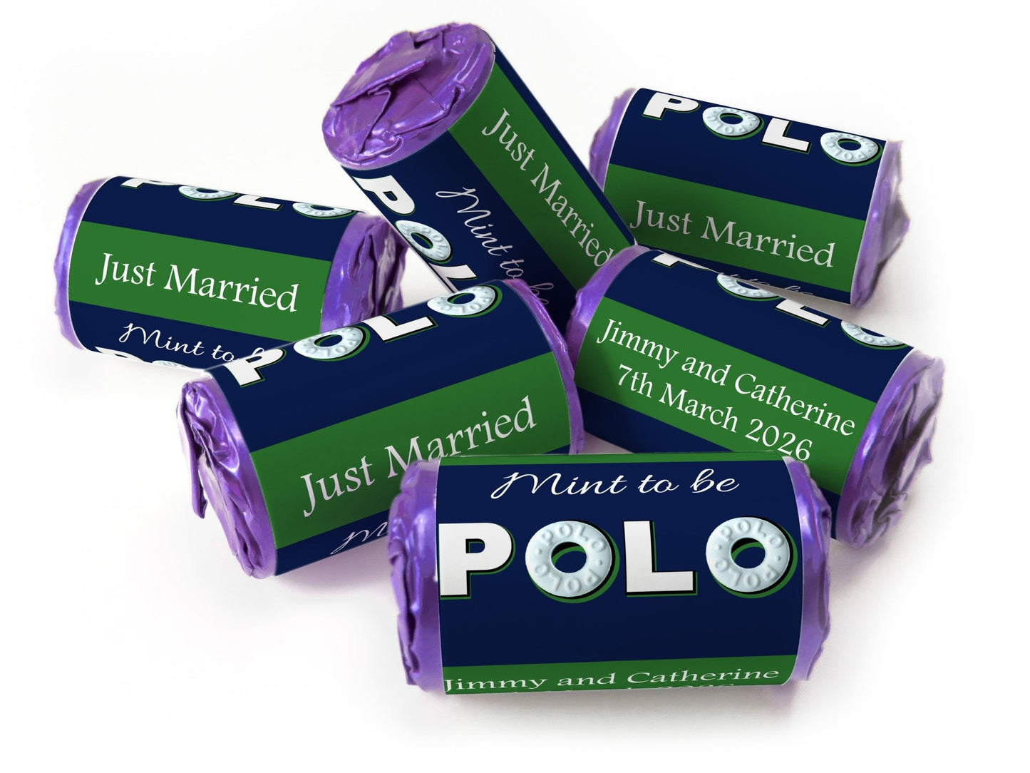 Wedding Sweets - Personalised Wedding Favours - Mini Rolls - Polo Mints, Foil Choices - Mint to be - Personalise4uLtd