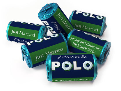 Wedding Sweets - Personalised Wedding Favours - Mini Rolls - Polo Mints, Foil Choices - Mint to be - Personalise4uLtd