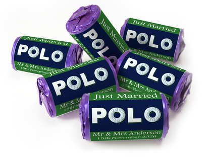Wedding Sweets - Personalised Wedding Favours - Mini Rolls - Polo Mints, Foil Choices - V4