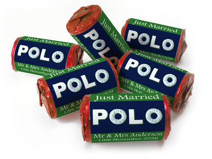 Wedding Sweets - Personalised Wedding Favours - Mini Rolls - Polo Mints, Foil Choices - V4