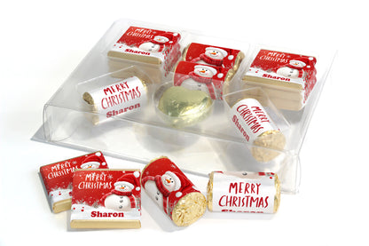 Christmas Large Combo Box - Personalised Favours - Neapolitan Chocolates/Heart/Love Heart Sweets - V18