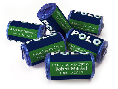 Polo Mints - Funeral Favours - Mini Rolls , Foil Choices - V1 - Personalise4uLtd