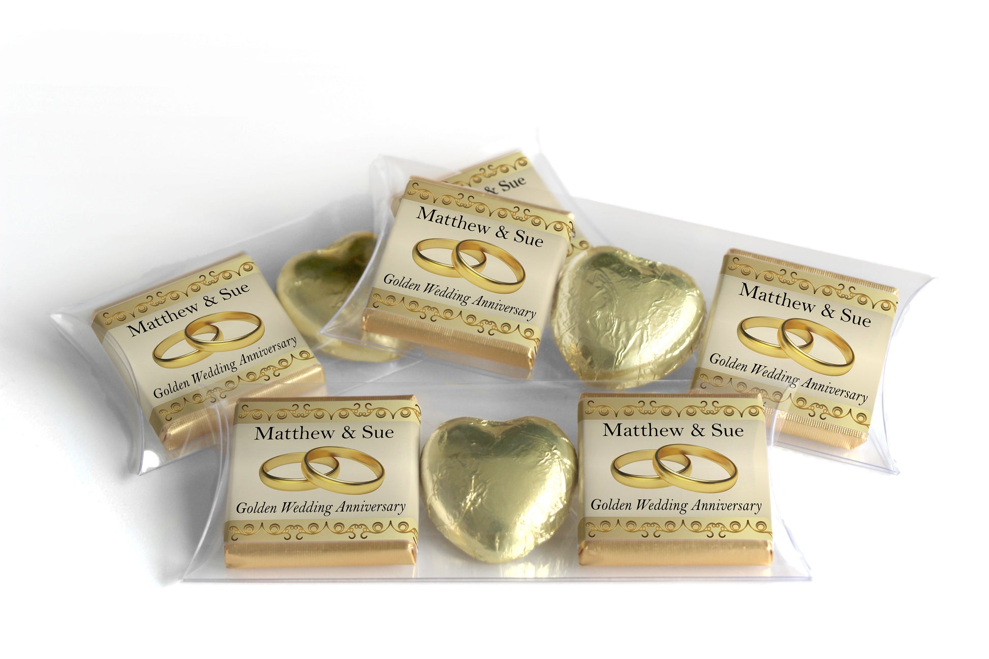 Personalised anniversary Neapolitan chocolates, elegant guest favours for celebrations