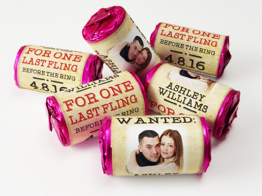 Hen Party Last Fling - Personalised Favours - Love Heart Sweets with Inner Foil choices - Image - V2