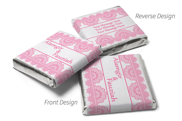 Mehndi / Wedding Chocolates - Personalised Favours - Neapolitan Chocolates - Baby Pink Border