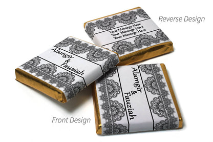 Mehndi / Wedding Chocolates - Personalised Favours - Neapolitan Chocolates - Black Border