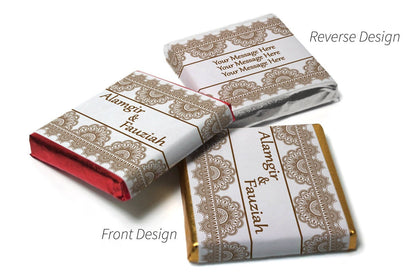Mehndi / Wedding Chocolates - Personalised Favours - Neapolitan Chocolates - Brown Border