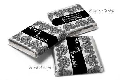 Mehndi / Wedding Chocolates - Personalised Favours - Neapolitan Chocolates - Black Banner