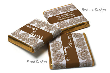 Mehndi / Wedding Chocolates - Personalised Favours - Neapolitan Chocolates - Brown Banner