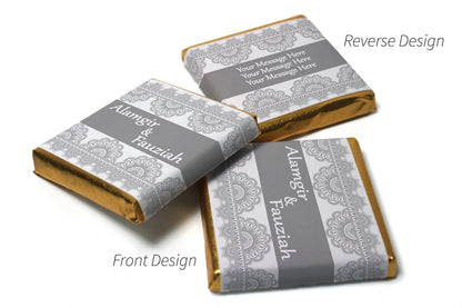 Mehndi / Wedding Chocolates - Personalised Favours - Neapolitan Chocolates - Grey Banner