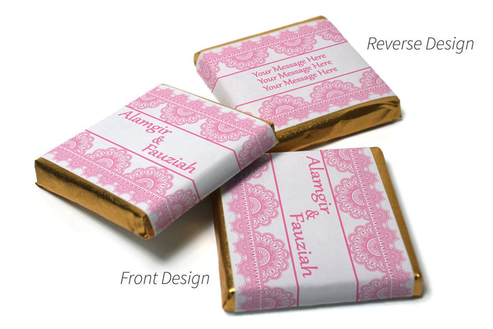 Mehndi / Wedding Chocolates - Personalised Favours - Neapolitan Chocolates - Baby Pink Border