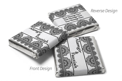 Mehndi / Wedding Chocolates - Personalised Favours - Neapolitan Chocolates - Black Border