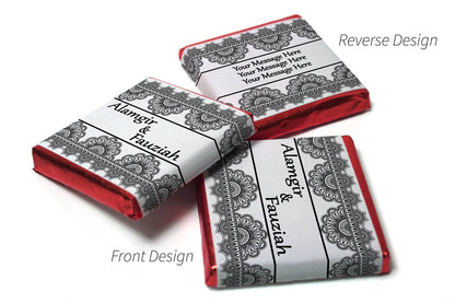 Mehndi / Wedding Chocolates - Personalised Favours - Neapolitan Chocolates - Black Border