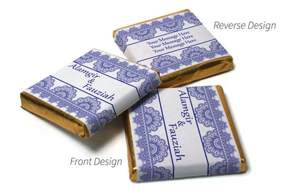 Mehndi / Wedding Chocolates - Personalised Favours - Neapolitan Chocolates - Blue Border