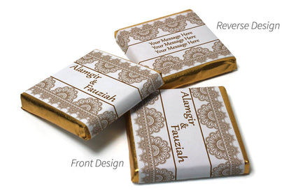 Mehndi / Wedding Chocolates - Personalised Favours - Neapolitan Chocolates - Brown Border
