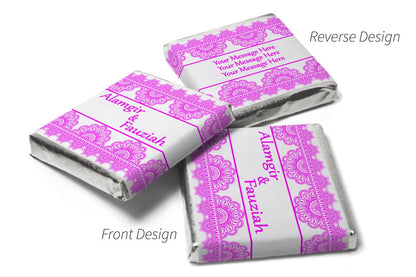 Mehndi / Wedding Chocolates - Personalised Favours - Neapolitan Chocolates - Dark Pink Border