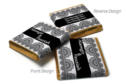 Mehndi / Wedding Chocolates - Personalised Favours - Neapolitan Chocolates - Black Banner