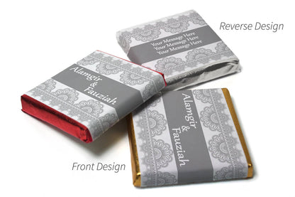Mehndi / Wedding Chocolates - Personalised Favours - Neapolitan Chocolates - Grey Banner