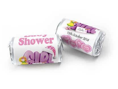 Baby Shower Sweets - Personalised Favours - Love Heart Sweets with Inner Foil choices, Pink Girl - V0