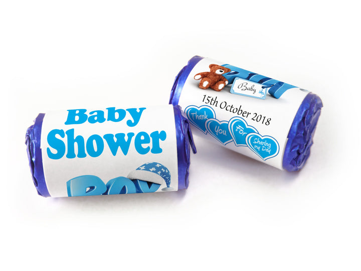 Baby Shower Sweets - Personalised Love Heart Sweets with Inner Foil choices Blue Boy - V0