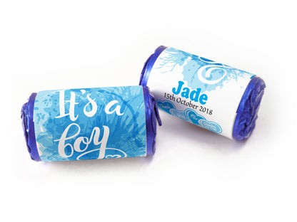 Baby Shower Sweets - Personalised Love Heart Sweets with Inner Foil choices, Blue Boy - V4