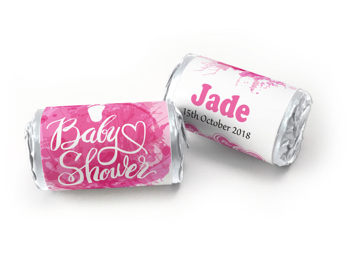 Baby Shower Sweets - Personalised Favours - Love Heart Sweets with Inner Foil choices, Girl in Silver Foils - V3