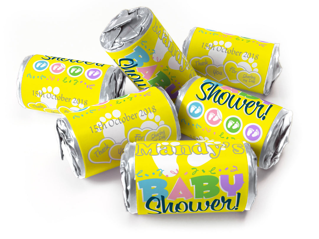 Baby Shower Sweets - Personalised Favours - Love Heart Sweets with Inner Foil choices, Yellow - V6