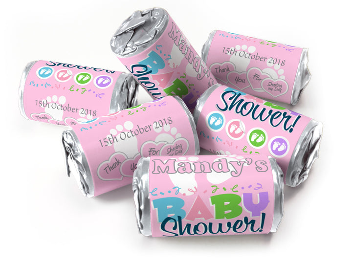 Baby Shower Sweets - Love Heart Sweets with Inner Foil choices, Baby Pink - V6