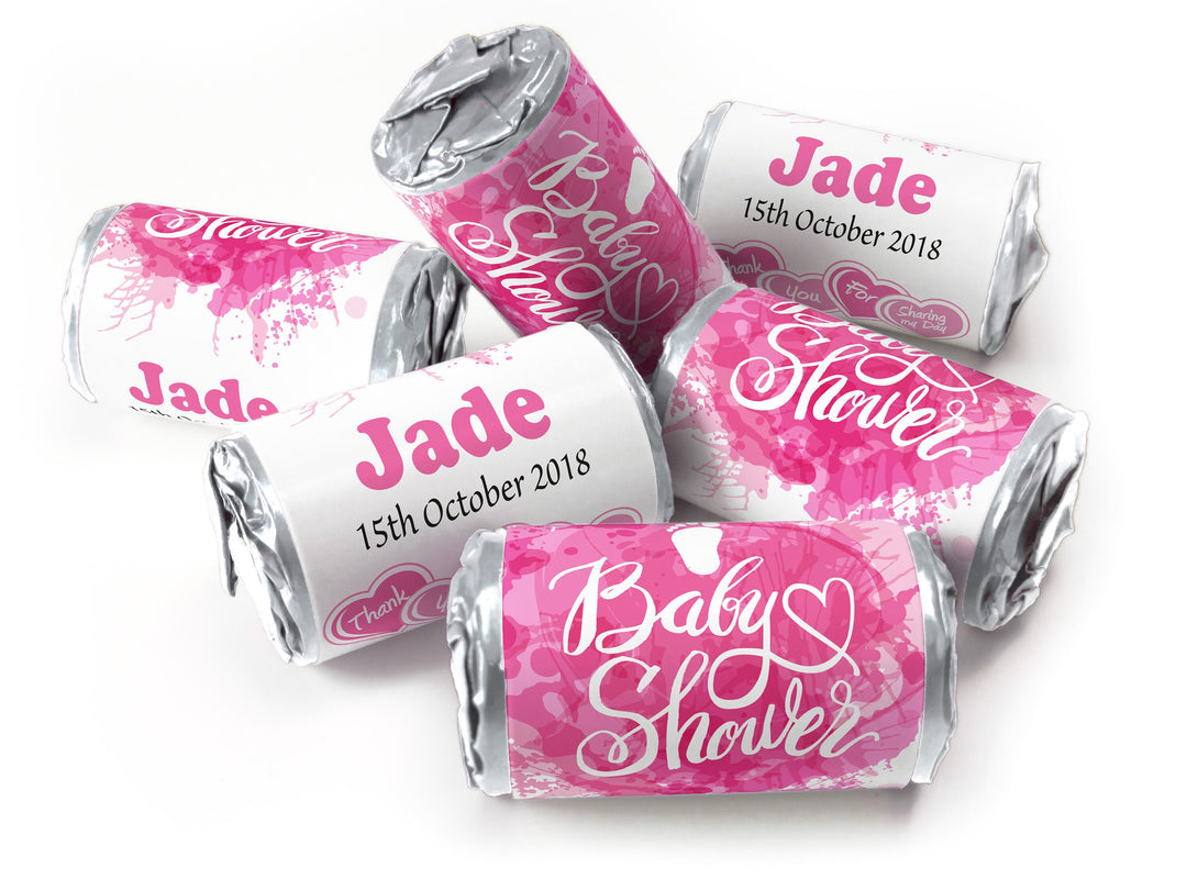 Baby Shower Sweets - Personalised Favours - Love Heart Sweets with Inner Foil choices, Girl in Silver Foils - V3