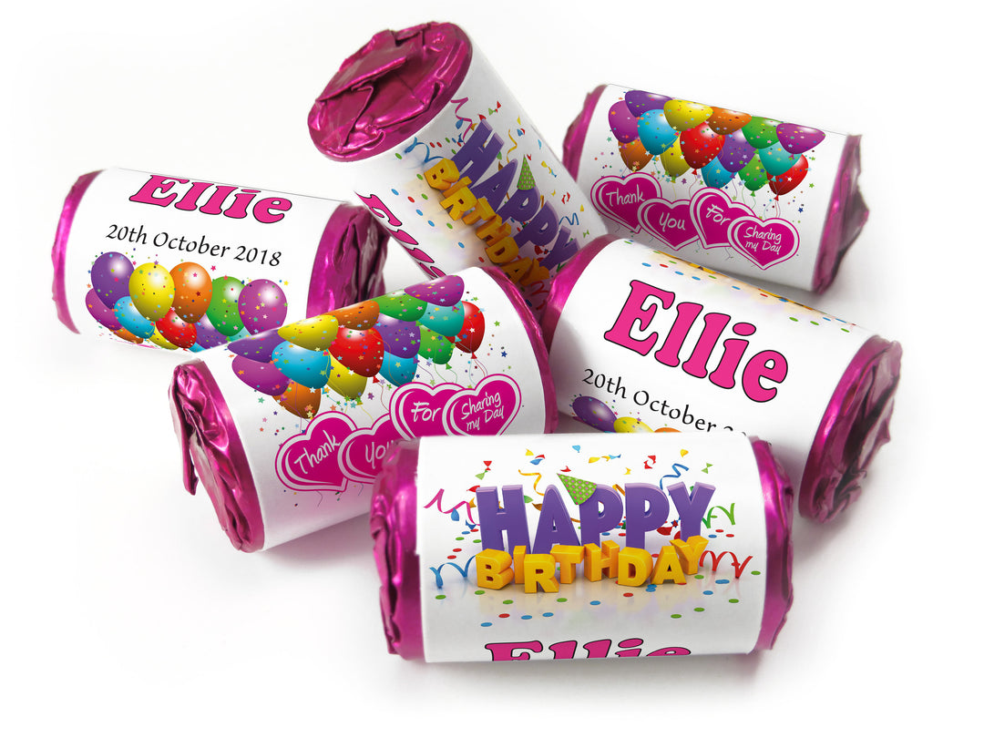 Birthday Sweets - Personalised Favours - Love Heart Sweets with Inner Foil choices - Girl V1