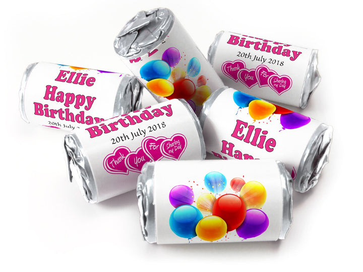 Birthday Gifts - Personalised Favours - Love Heart Sweets with Inner Foil choices - Girl V0