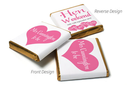 Hen Weekend Chocolates - Personalised Favours - Neapolitan Chocolates- V1