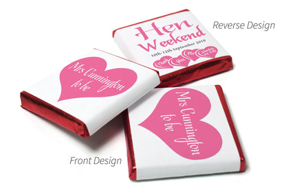 Hen Weekend Chocolates - Personalised Favours - Neapolitan Chocolates- V1