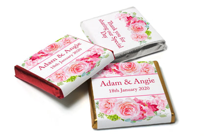 Floral Wedding Chocolates - Personalised Wedding Favours - Neapolitan Chocolates - V2