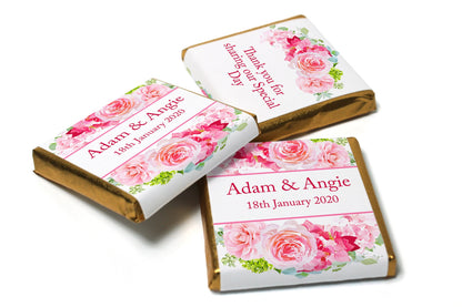 Floral Wedding Chocolates - Personalised Wedding Favours - Neapolitan Chocolates - V2