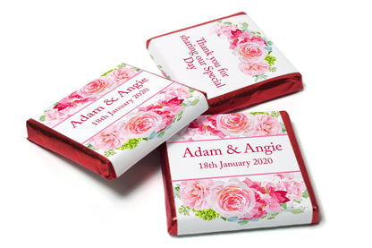 Floral Wedding Chocolates - Personalised Wedding Favours - Neapolitan Chocolates - V2