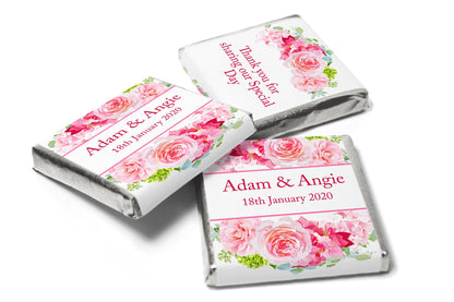 Floral Wedding Chocolates - Personalised Wedding Favours - Neapolitan Chocolates - V2